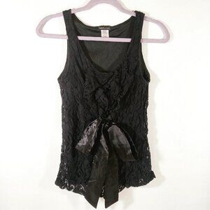 Wet Seal Sleeveless Ruffle Lace Top Womens Medium Black